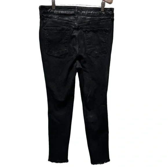 WE The Free Womens Black High Rise Coated Shimmer Denim Skinny Jeans 32 - Picture 6 of 13